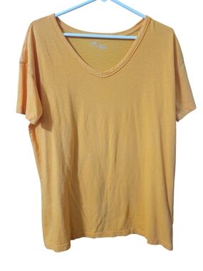 aerie Short Sleeve V-Neck Tee in Mustard Yellow